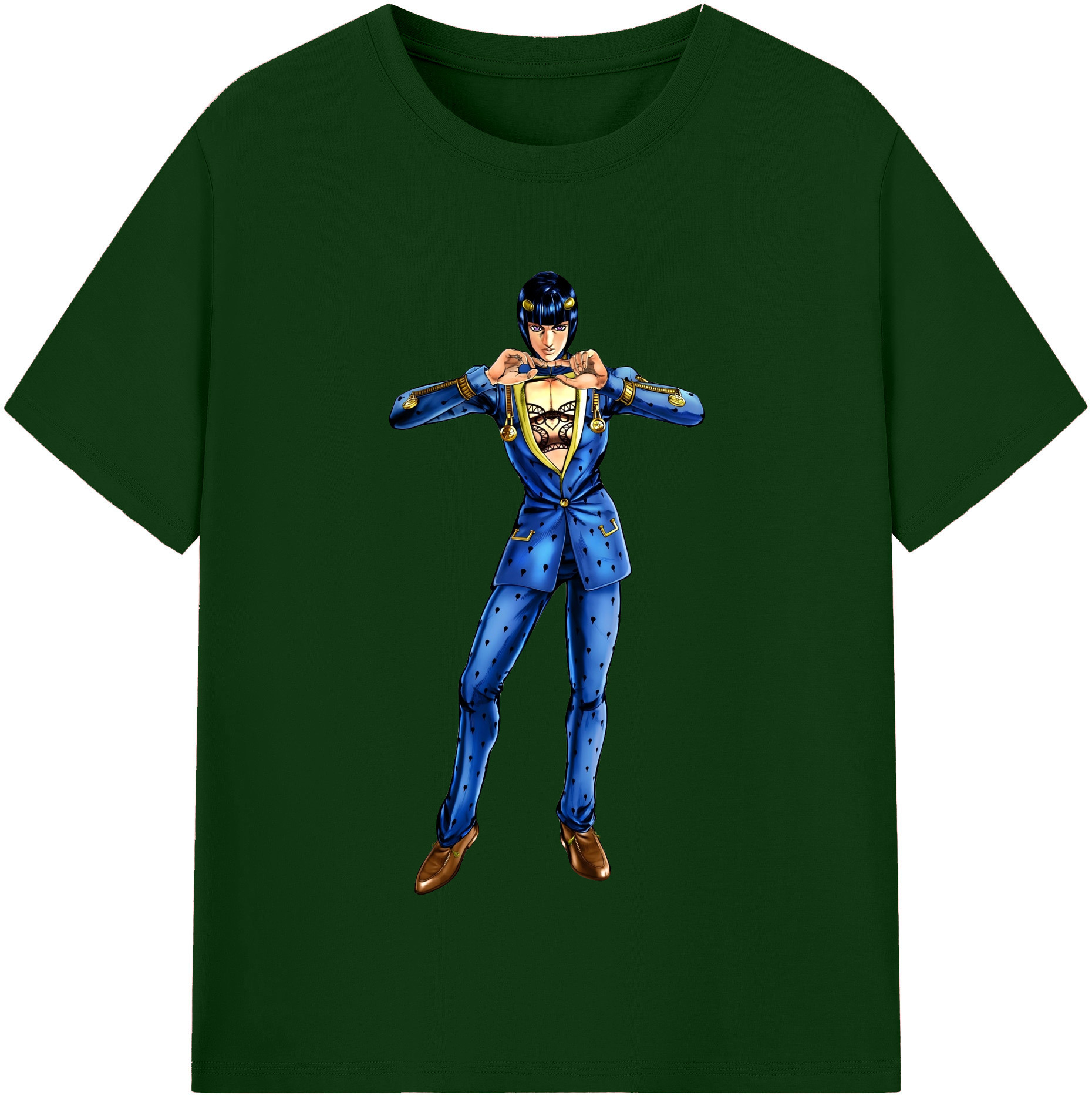 （画像用） ジョジョの奇妙な冒険 ブローノ?ブチャラティ JoJo's Bizarre Adventure Bruno Bucciarati 綿100％半袖Tシャツ（フロントプリント）